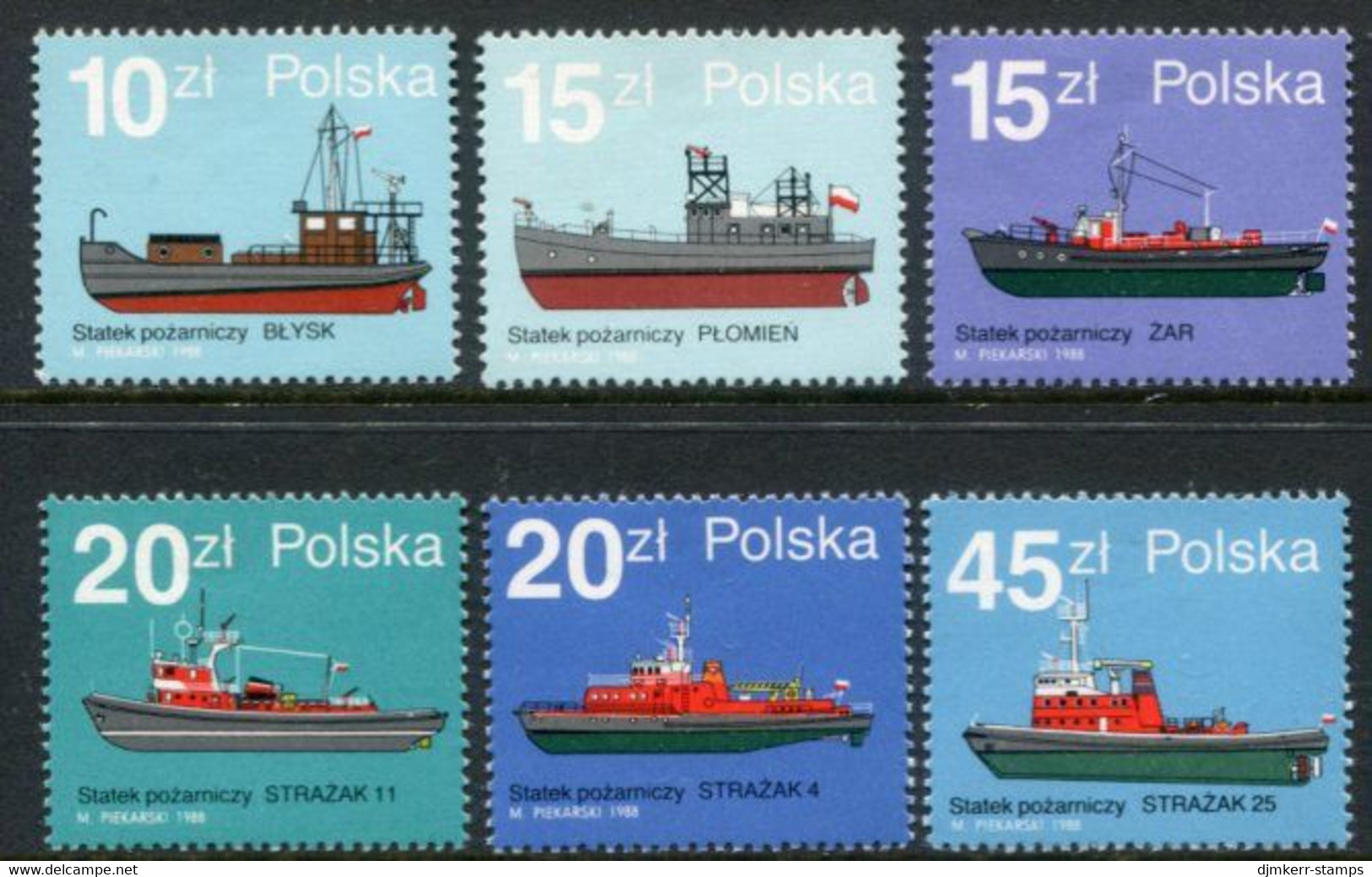 POLAND 1988 Fire Boats MNH / **.  Michel 3184-89 - Ungebraucht