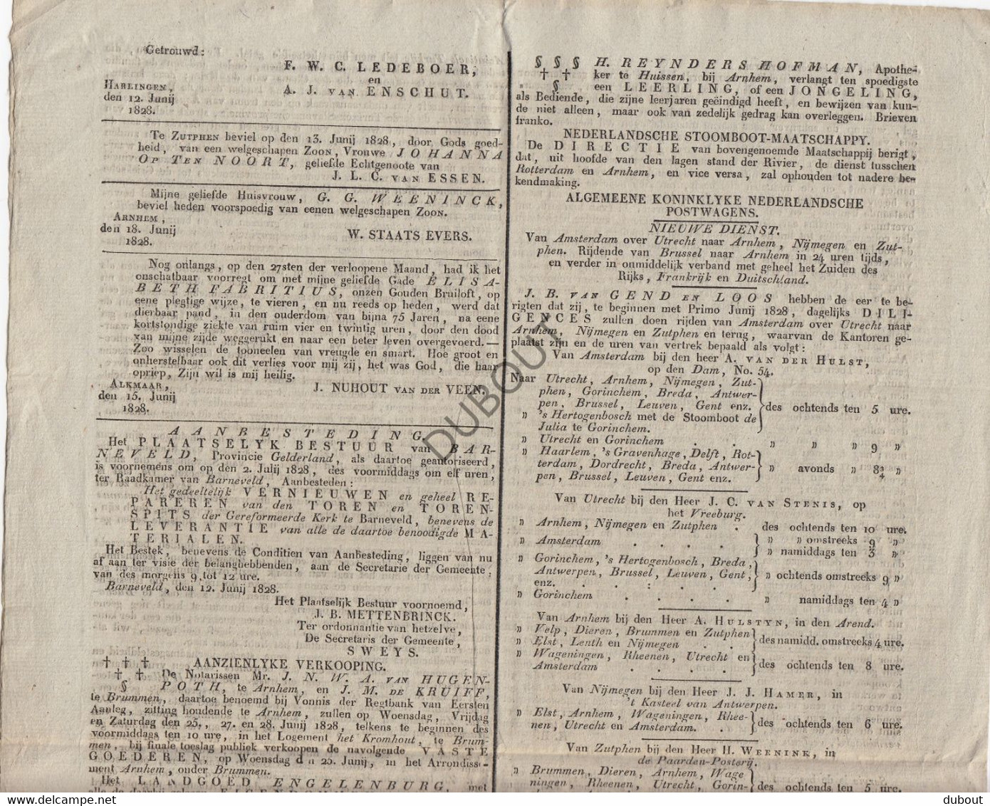KRANT/JOURNAL Arnhem - Arnhemsche Courant - 1828 - Uitgeverij A. Thieme (R77) - Informations Générales