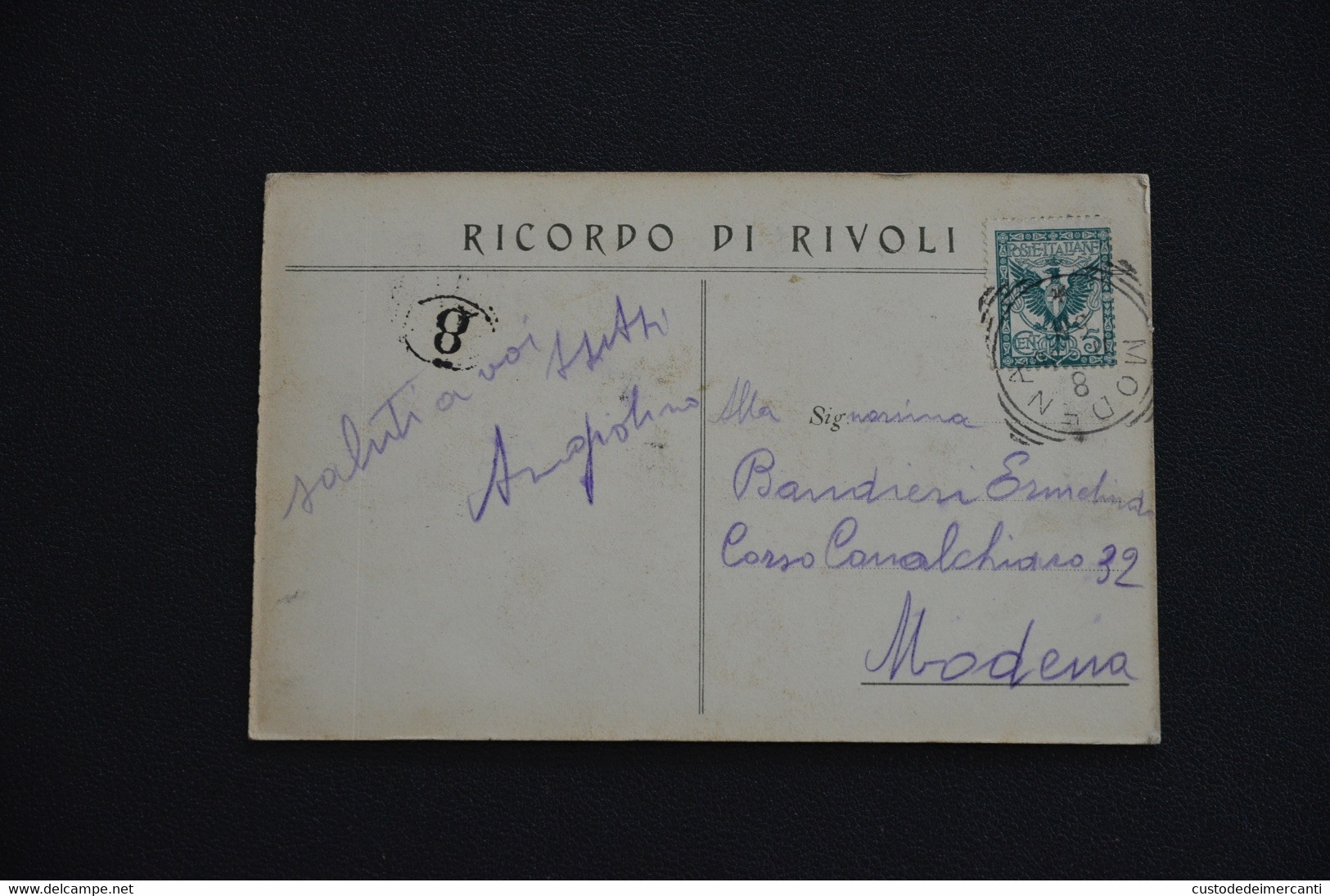 CARTOLINA TORINO RIVOLI CASTELLO REALE LIBRERIA CROSAZZO VG 1900 RICORDO TIPOLOGIA SPESSORE 2 MM - Rivoli