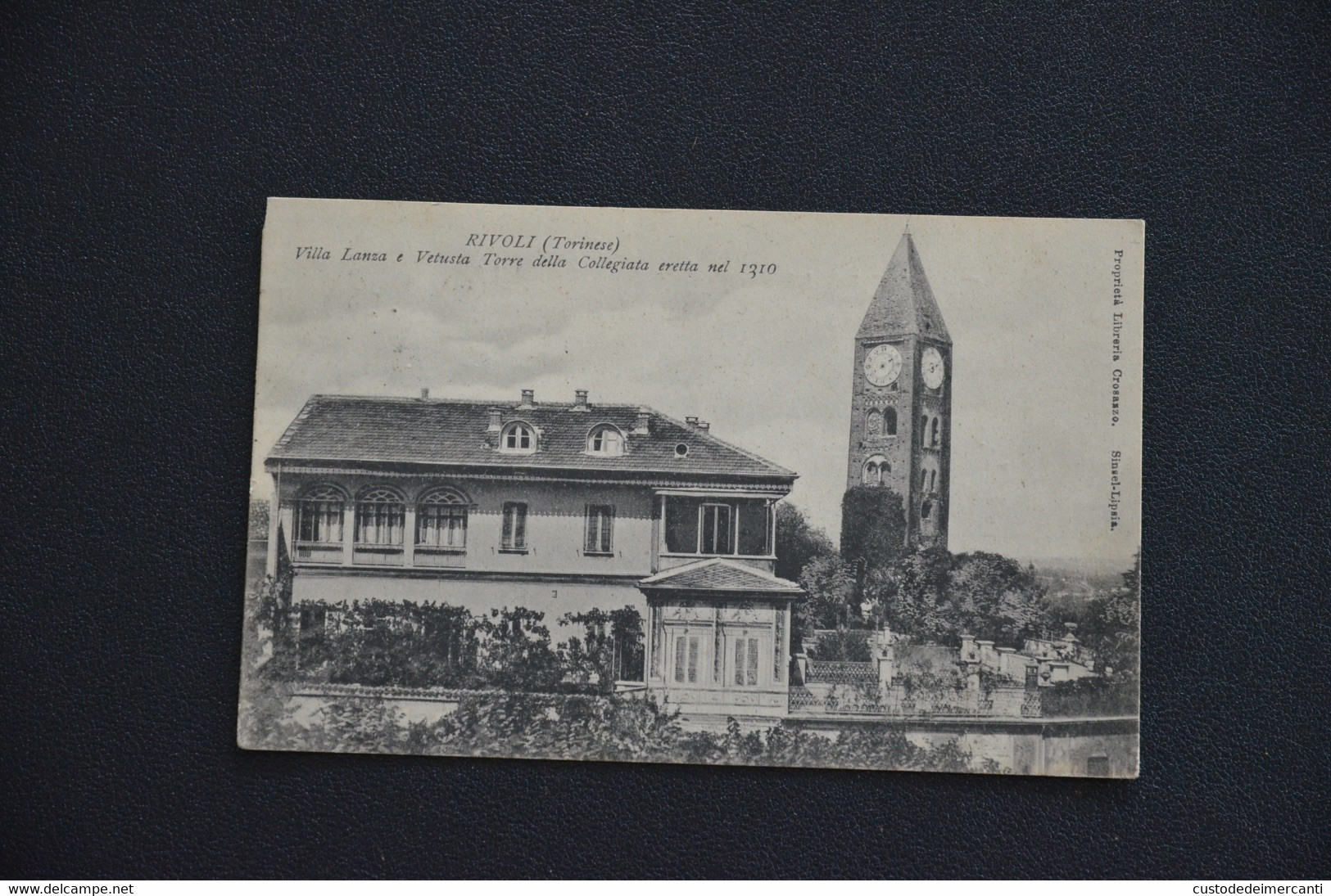 CARTOLINA TORINO RIVOLI TORINESE VILLA LANZA E VETUSTA TORRE ERETTA NEL 1210 VG 1905 - Rivoli