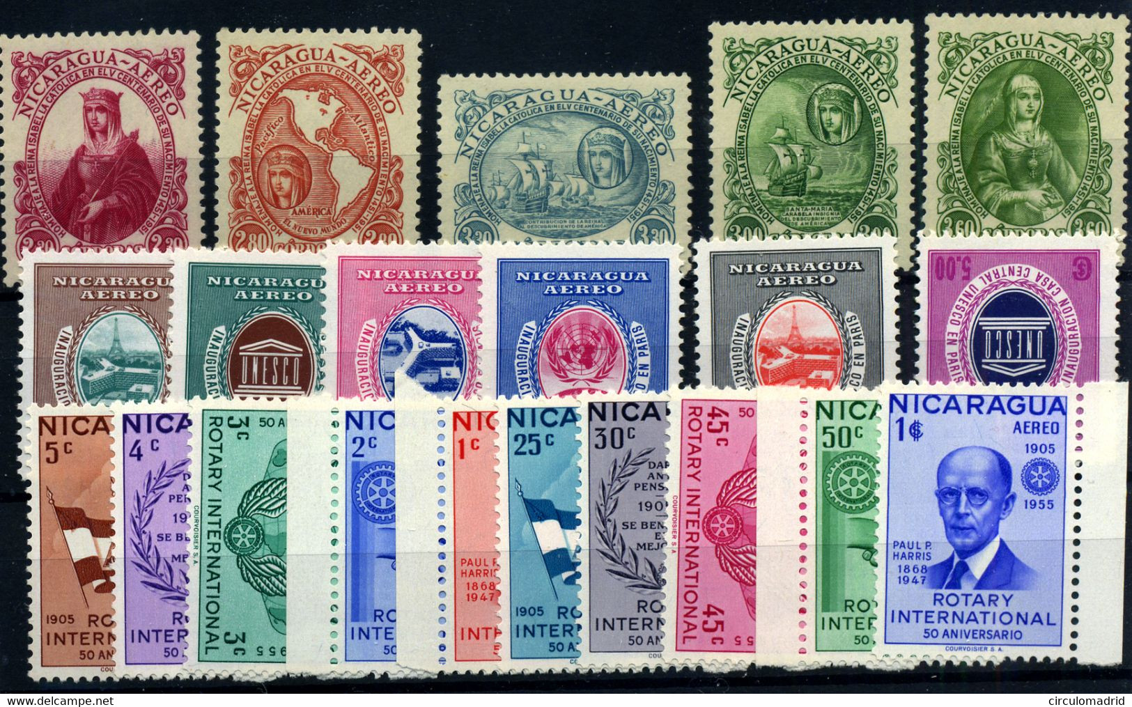 Nicaragua (aéreos) Nº 387/91, 324/33, 395/400. Año 1957/58 - Nicaragua