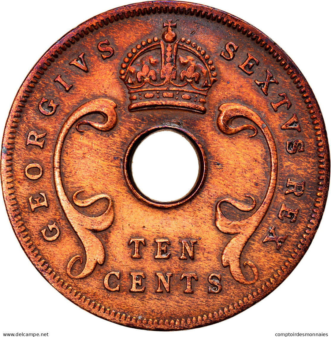 Monnaie, EAST AFRICA, George VI, 10 Cents, 1951, TTB, Bronze, KM:34 - British Colony