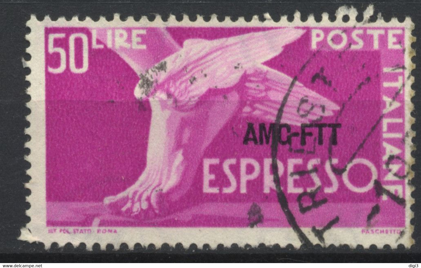 Trieste AMG-FTT, 1952, Democratica, Espresso, 50 L., Usato - Express Mail