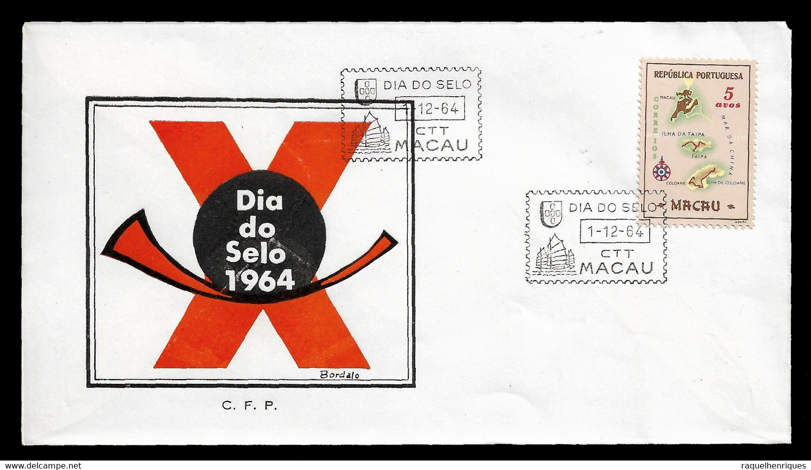 MACAU COVER - 1964 STAMP DAY - MACAU - DIA DO SELO (STB10-548) - Storia Postale