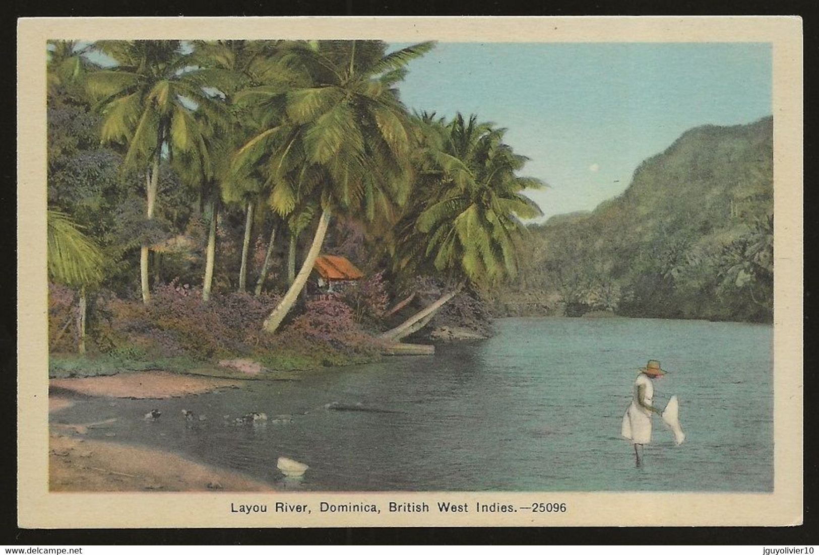 Dominique | Dominica B.W.I. Layou River Colored Postcard Unused Very Good+ (VG+) - Dominique