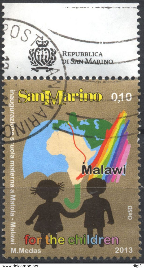San Marino, 2013, For The Children, Malawi 0,10 Euro, Usato - Used Stamps