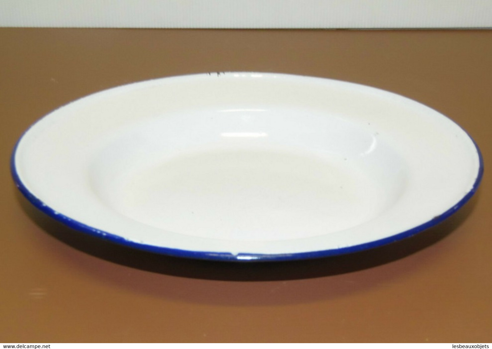 ASSIETTE CREUSE METAL EMAILLE émail Blanc Déco TABLE CUISINE RETRO Vitrine Collection Déco Ancienne - Other & Unclassified