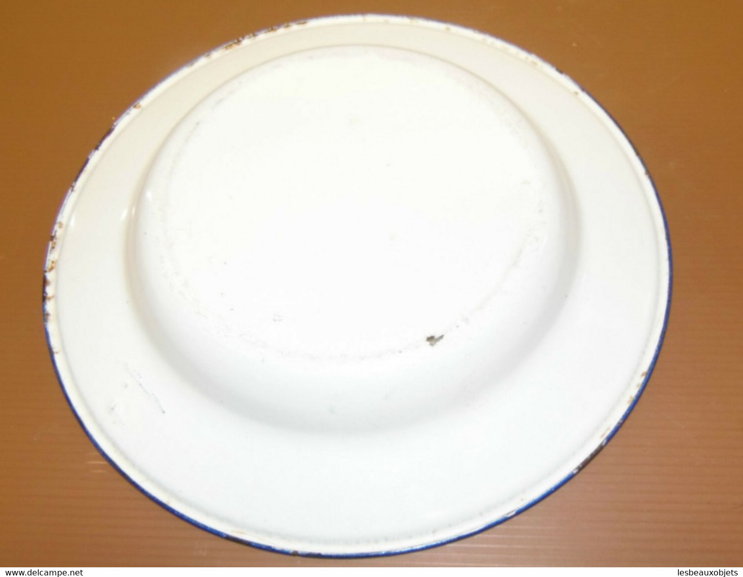ASSIETTE CREUSE METAL EMAILLE émail Blanc Déco TABLE CUISINE RETRO Vitrine Collection Déco Ancienne - Other & Unclassified