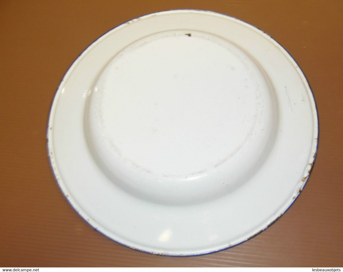 ASSIETTE CREUSE METAL EMAILLE émail Blanc déco TABLE CUISINE RETRO vitrine collection déco ancienne