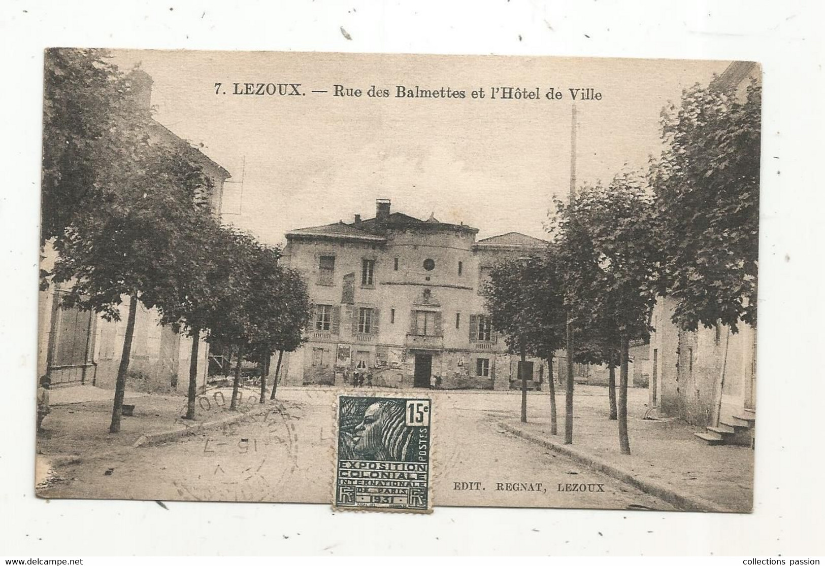 Cp , 63 ,LEZOUX ,rue Des BALMETTES Et L'hôtel De Ville, Voyagée 1931 - Lezoux