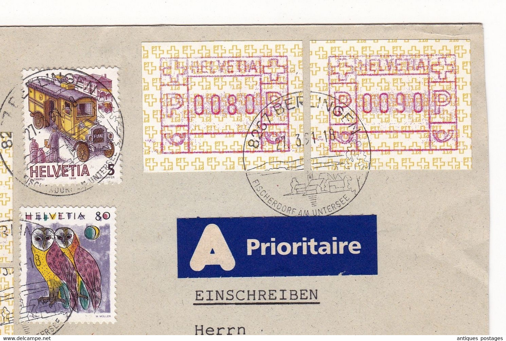 Lettre Einschreiben Berlingen Suisse Písek République Tchèque Česká Republika - Automatenzegels