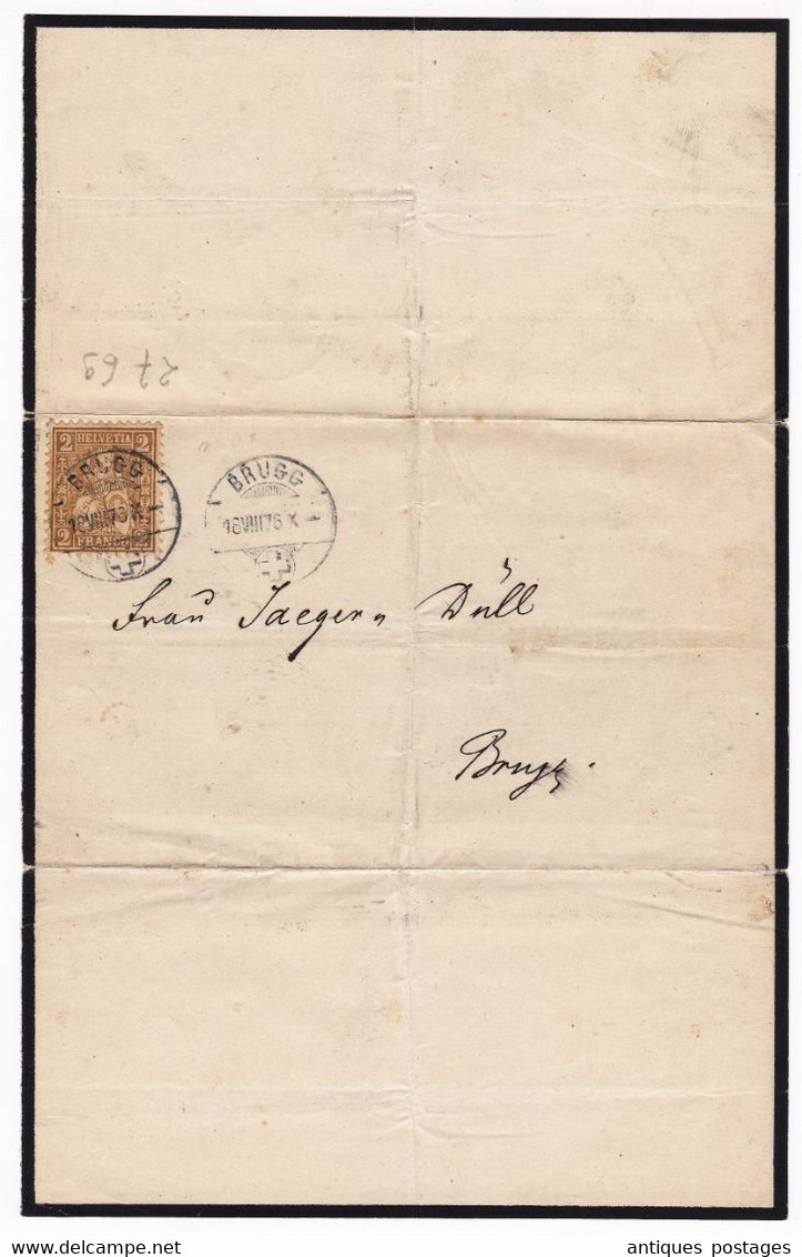 Lettre Brugg 1876 Suisse Timbre Helvetia - Brieven En Documenten