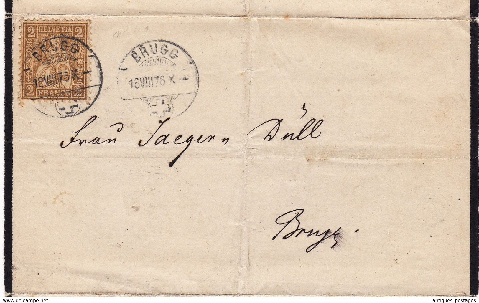 Lettre Brugg 1876 Suisse Timbre Helvetia - Brieven En Documenten