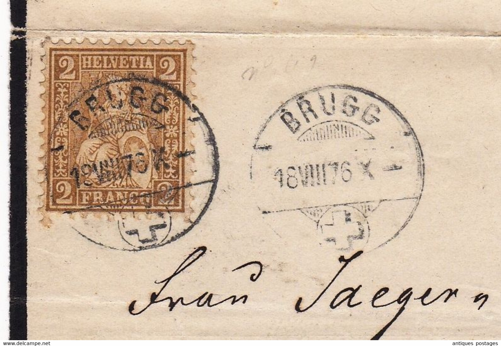 Lettre Brugg 1876 Suisse Timbre Helvetia - Cartas & Documentos