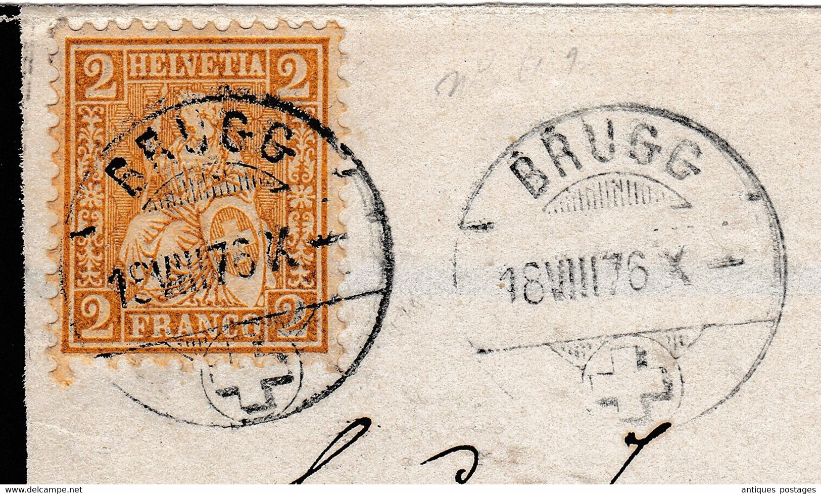 Lettre Brugg 1876 Suisse Timbre Helvetia - Brieven En Documenten