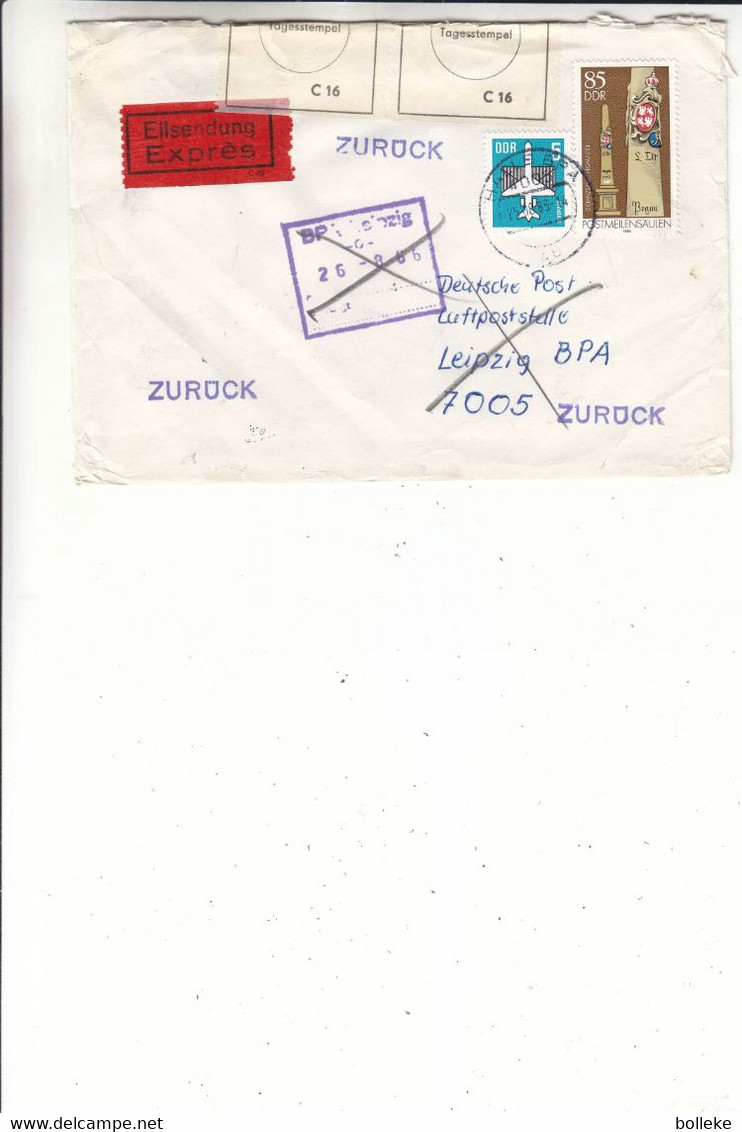 Allemagne - République Démocratique - Lettre Exprès De 1986 - Oblit Halle - Ouvert Par La Poste - Cachet De Leipzig - Covers & Documents