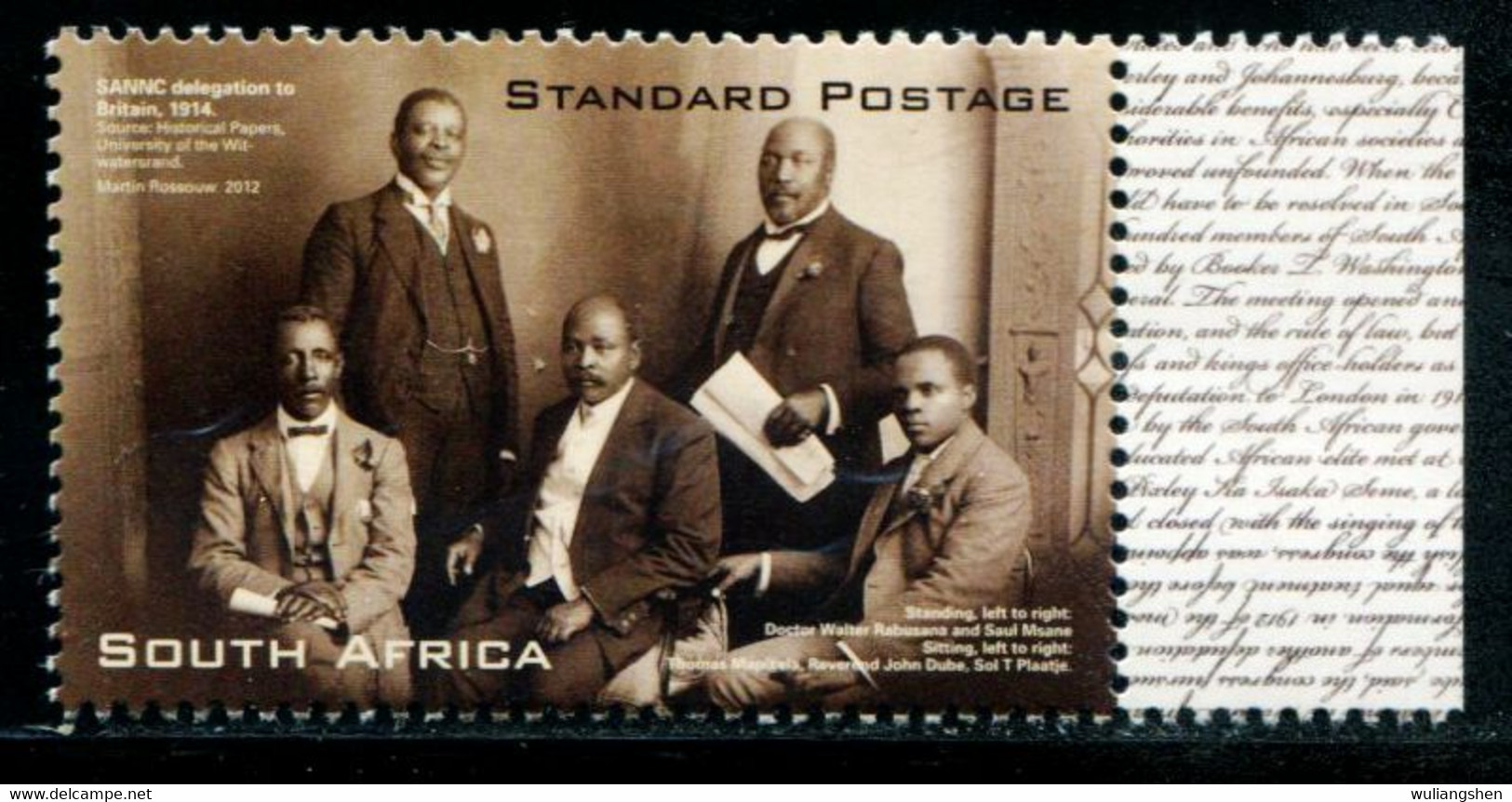 KE0543 South Africa 2012 Black Politicians 1V - Unused Stamps