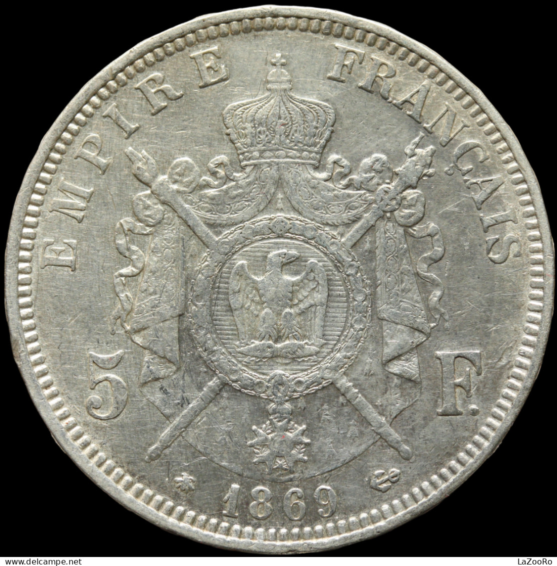 LaZooRo: France 5 Francs 1869 A VF / XF - Silver - 5 Francs