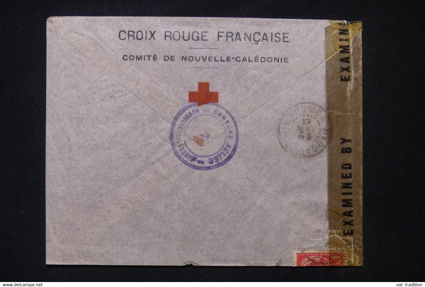 NOUVELLE CALÉDONIE - Enveloppe Croix Rouge De Nouméa Pour La Suisse En 1943 Avec Contrôle Postal - L 104033 - Briefe U. Dokumente