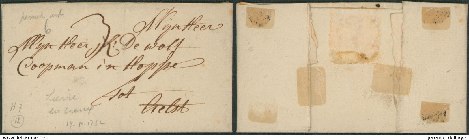 Précurseur - LAC Datée De Lierre (1782) + Griffe En Creux LIERRE Et Port "3" > M. Coopman à Aalst (Alost) - 1714-1794 (Paises Bajos Austriacos)