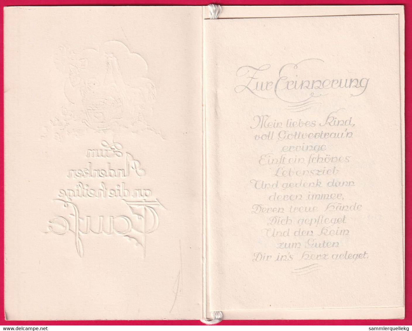 Prägekarte Aufklappbare Von 1948/1949, Zum Andenken An Die Heilige Taufe - Other & Unclassified