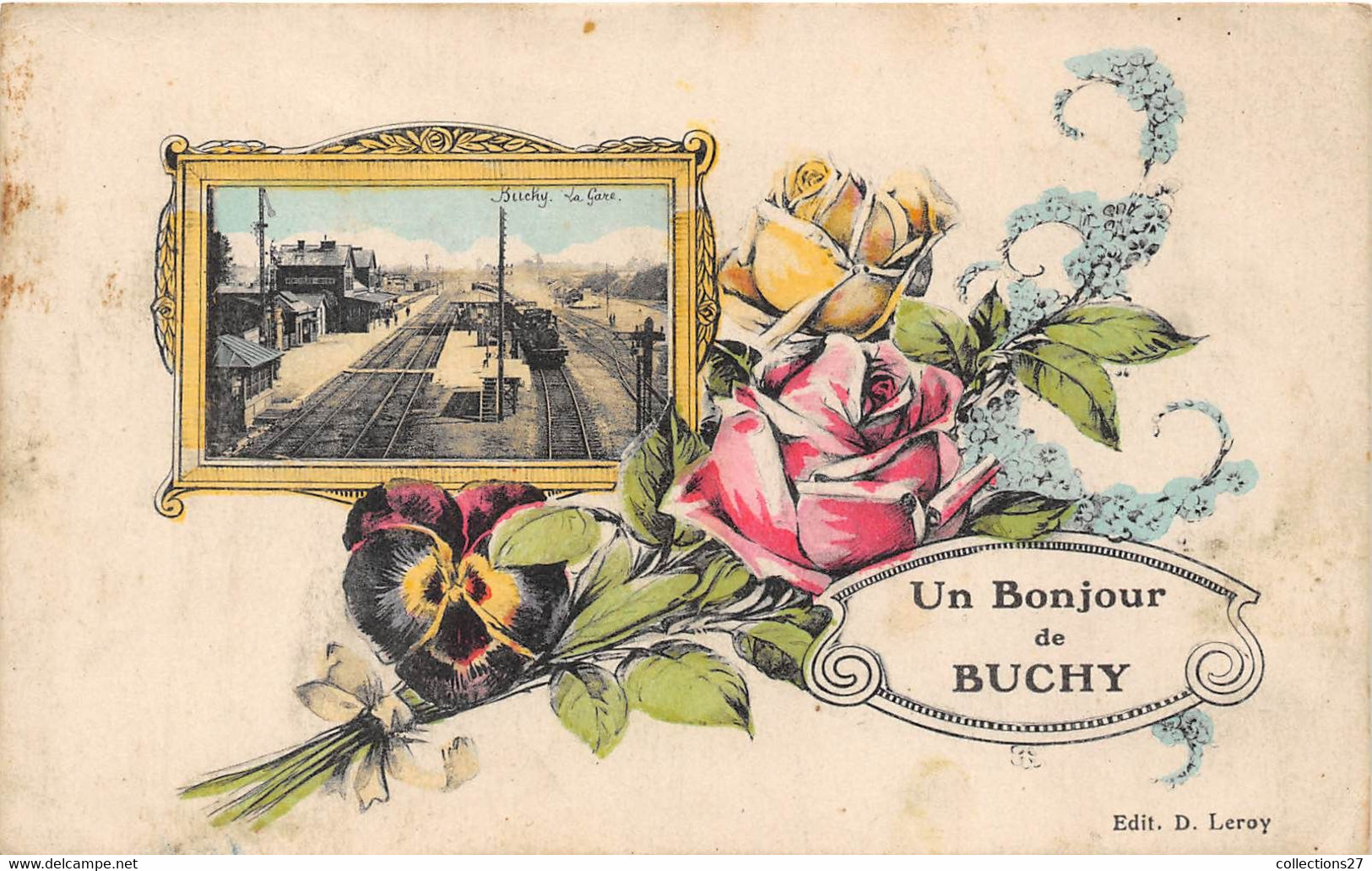 76-BUCHY-UN BONJOUR DE BUCHY - LA GARE - Buchy