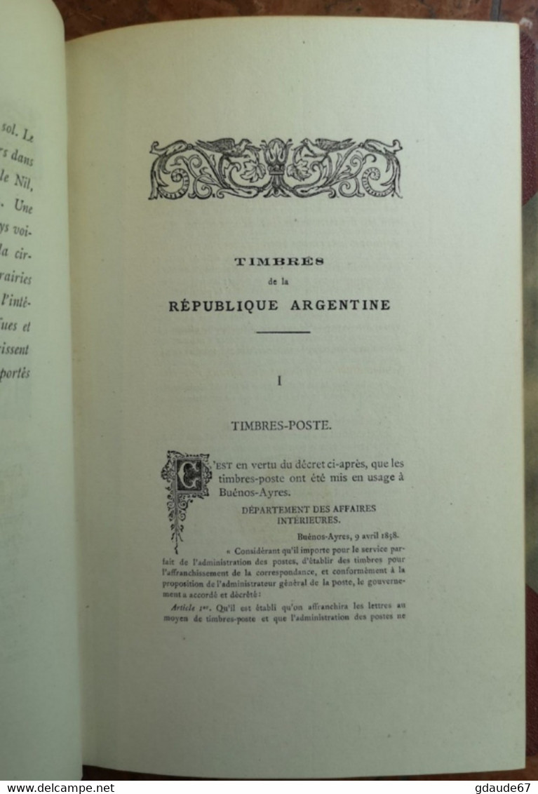 LIVRE RARE (TIRE à 150 ex.) - TIMBRES DE LA REPUBLIQUE D'ARGENTINE J-B MOENS TOME SECOND 1882 ILLUSTRE DE 90 GRAVURES