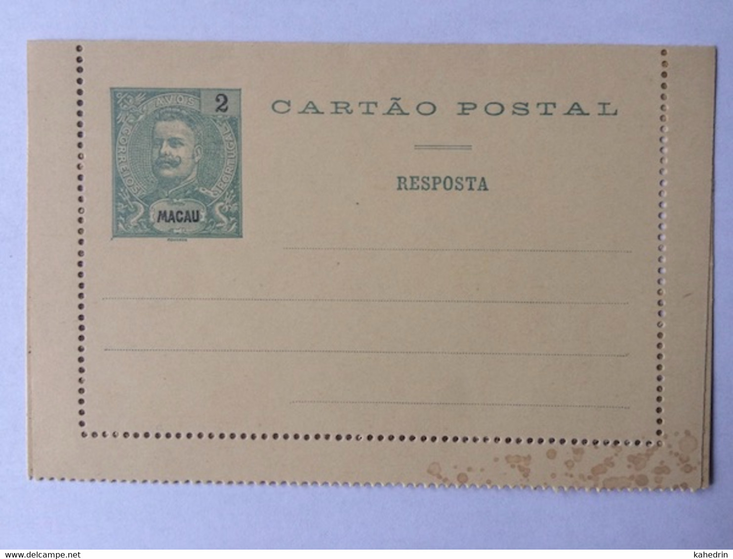 Portugal Macau, Postal Stationery, Cartao Postal Resposta 2 Avos - Entiers Postaux