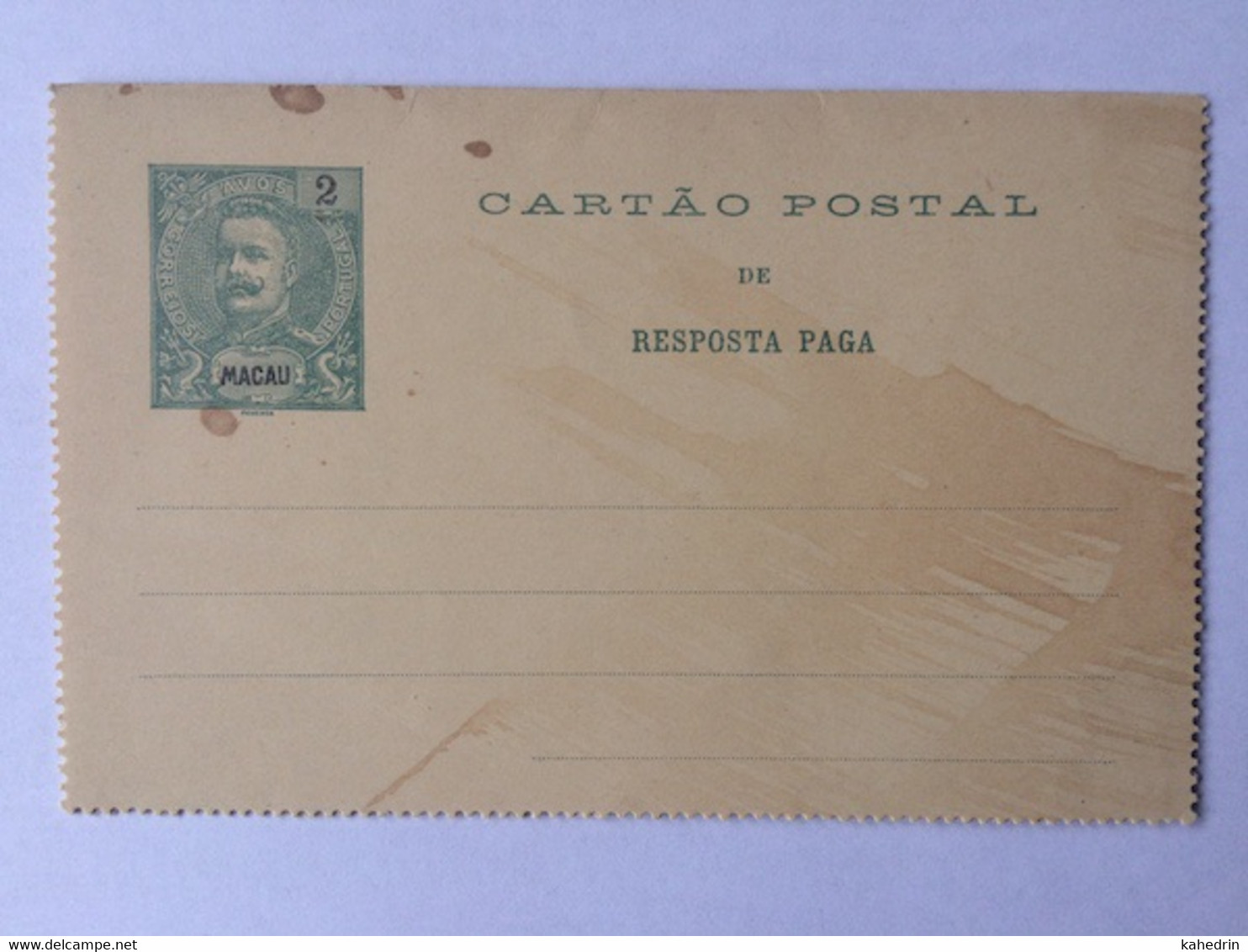 Portugal Macau, Postal Stationery, Cartao Postal Resposta Paga 2 Avos - Enteros Postales