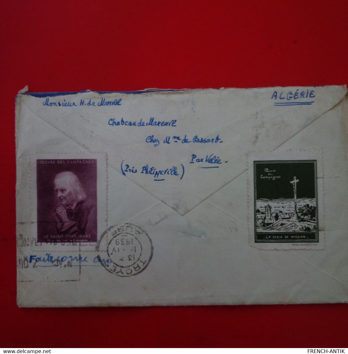 LETTRE PHILIPPEVILLE POUR TROYES 1939 - Lettres & Documents