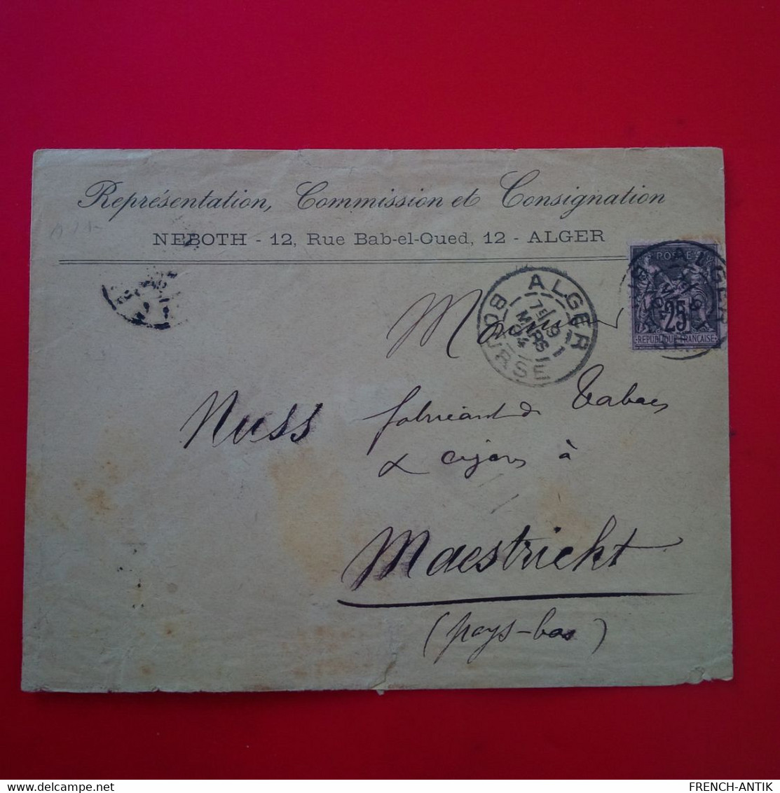 LETTRE ALGER NEBOTH POUR MAESTRICHT PAYS BAS 1904 - Sonstige & Ohne Zuordnung