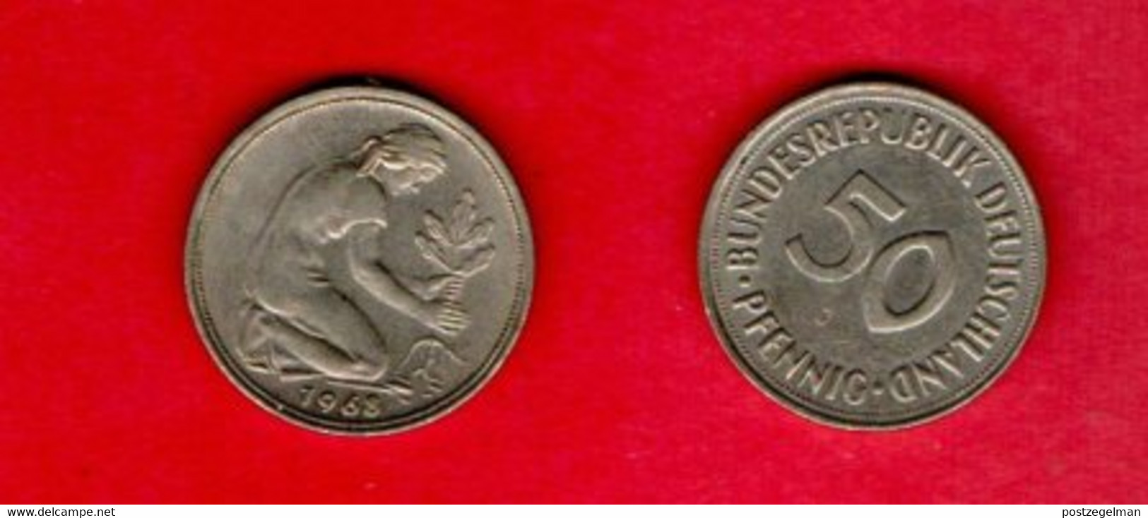GERMANY FRG, 1968-1971, Circulated Coin , 50 Pfennig,  Reeded Edge,  My Scannr. C3949 - 50 Pfennig