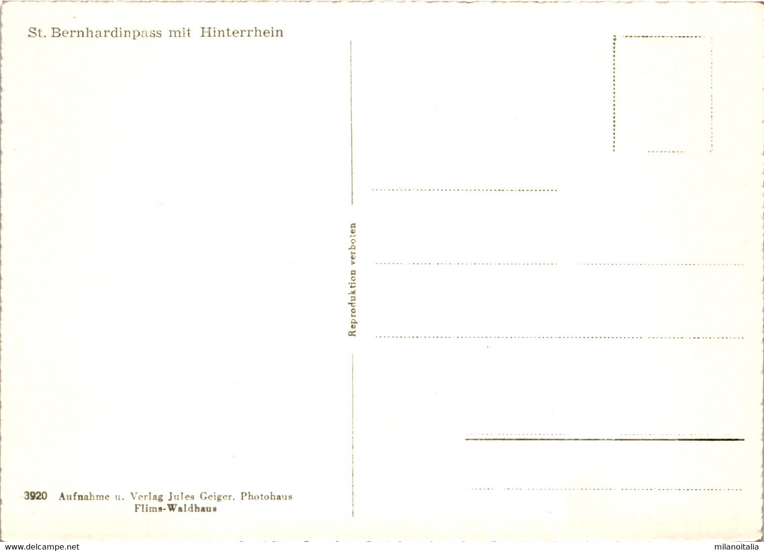 St. Bernhardinpass Mit Hinterrhein (3920) - Hinterrhein