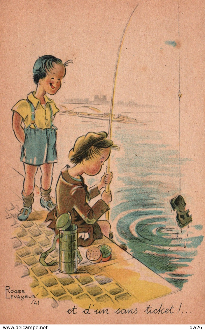 Illustration Roger Levasseur - Enfants à La Pêche - Carte P. Hamel N° 41 - Levasseur, Roger