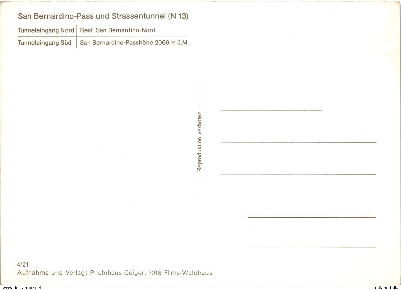 San Bernardino-Pass Und Strassentunnel - 4 Bilder (4/21) - Sent