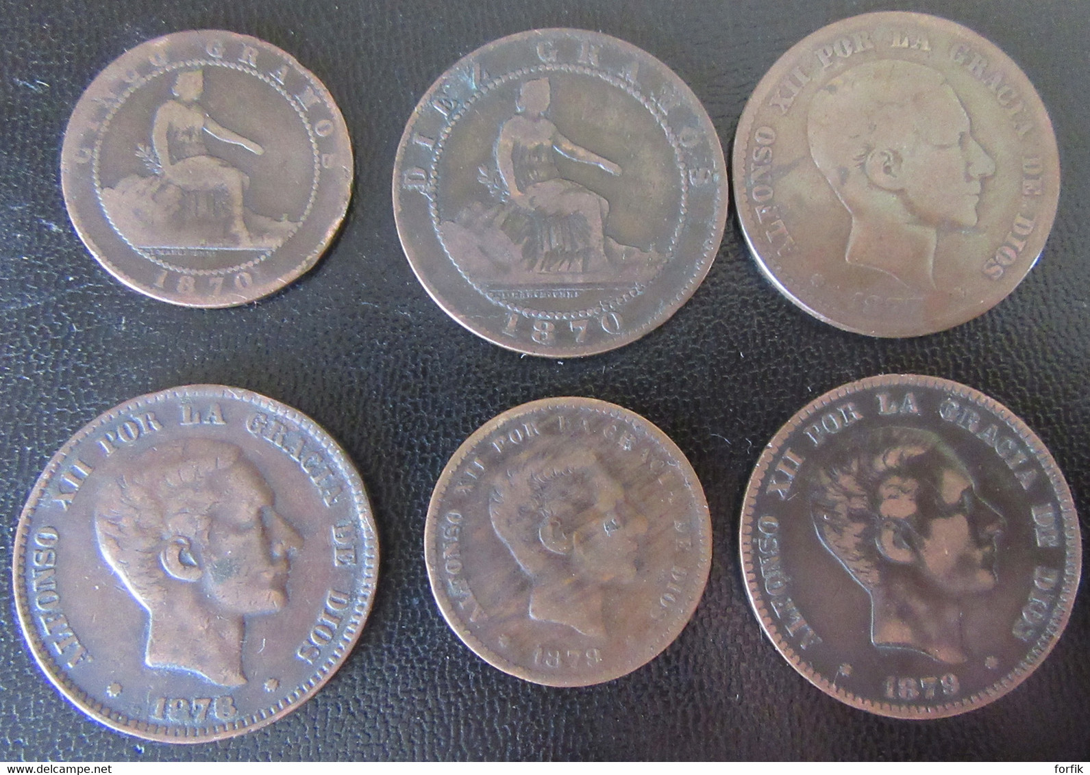 Espagne / Espana - 6 Monnaies Entre 1870 Et 1879 - 5 à 10 Centimos - Sammlungen