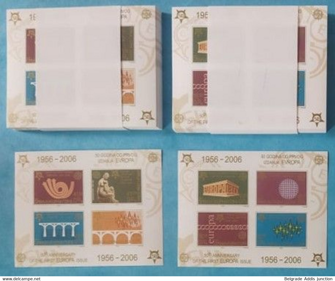 Yugoslavia Serbia Mi.Block 59B/60B Souvenir Sheets Imperforated, Both In Bundles Of 100 MNH ** 2005 Europa 1956-2006 - Imperforates, Proofs & Errors