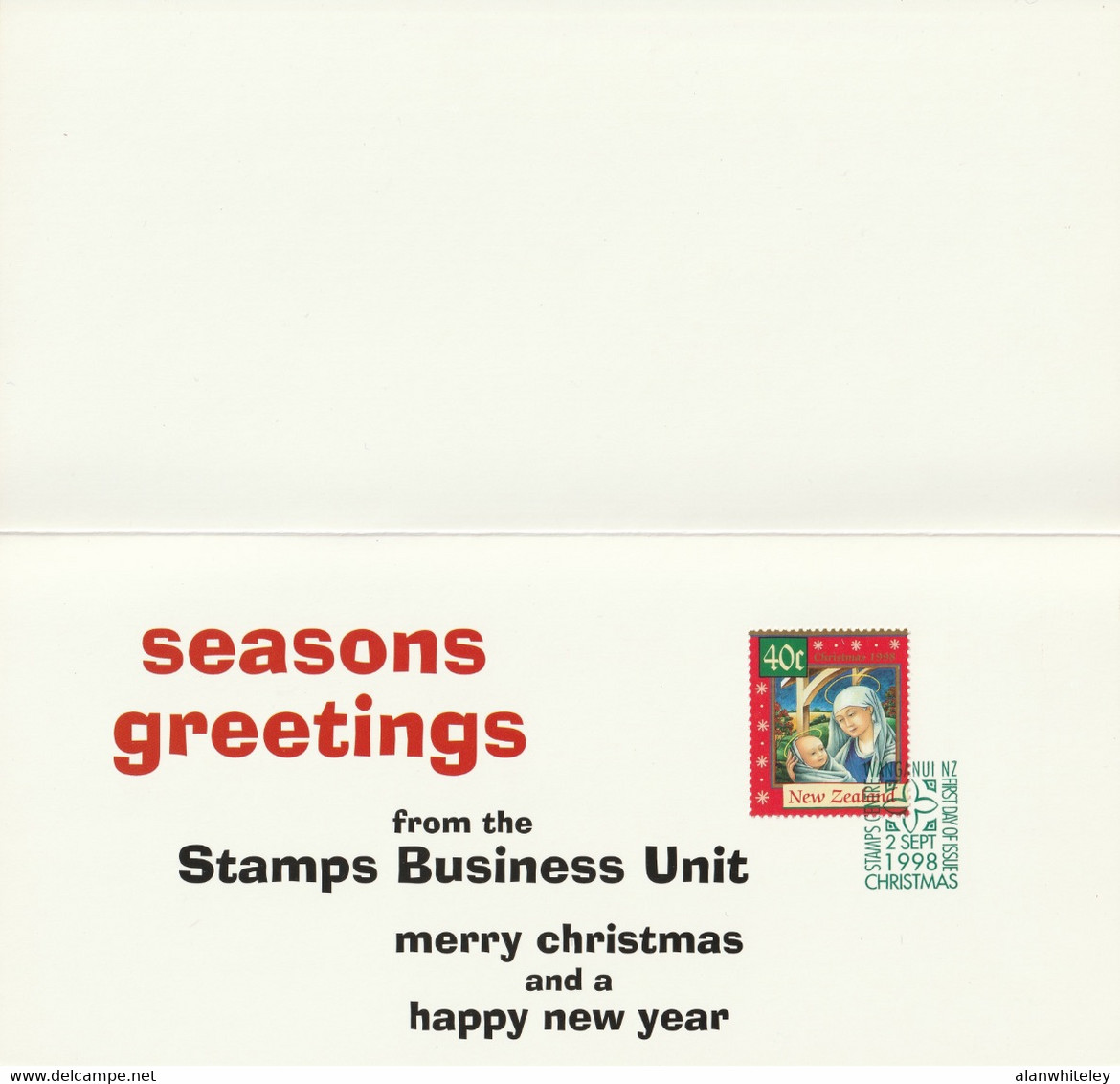 NEW ZEALAND 1998 Christmas: Promotional Card CANCELLED - Storia Postale