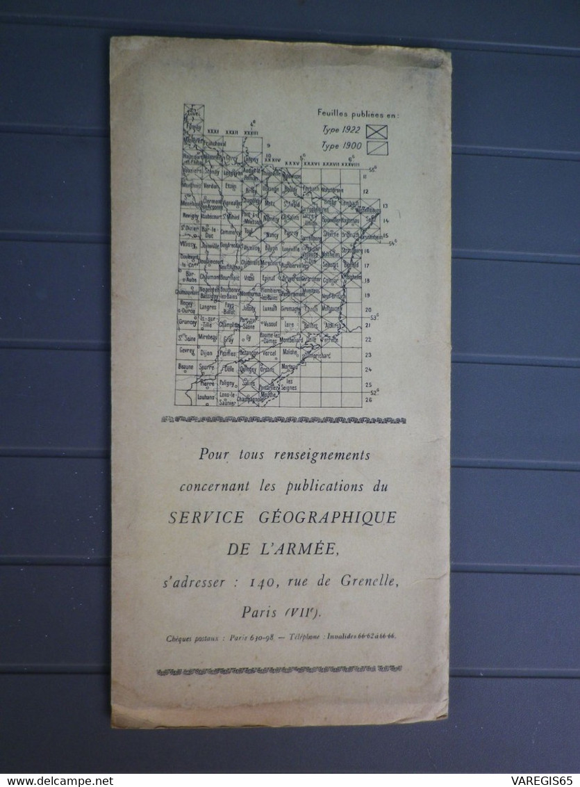 CHAMPAGNOLE - XXXIII 26 - CARTE DE FRANCE TYPE 1922 - MINISTERE DE LA GUERRE - SERVICE GEOGRAPHIQUE DE L' ARMEE 1931 - Mapas Geográficas