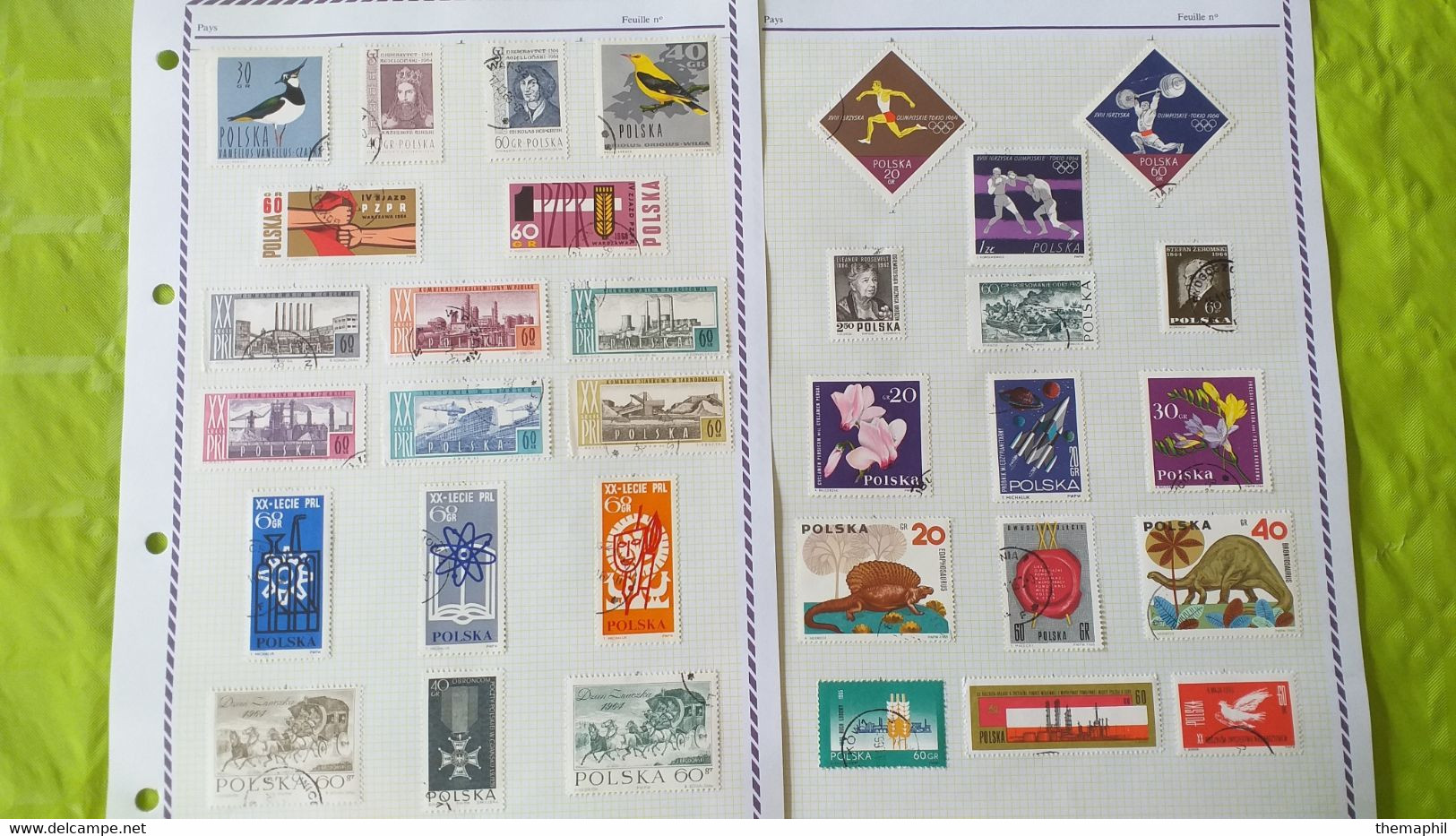 lots TH 593 POLOGNE collection neufs x ou obl. sur page d'albums