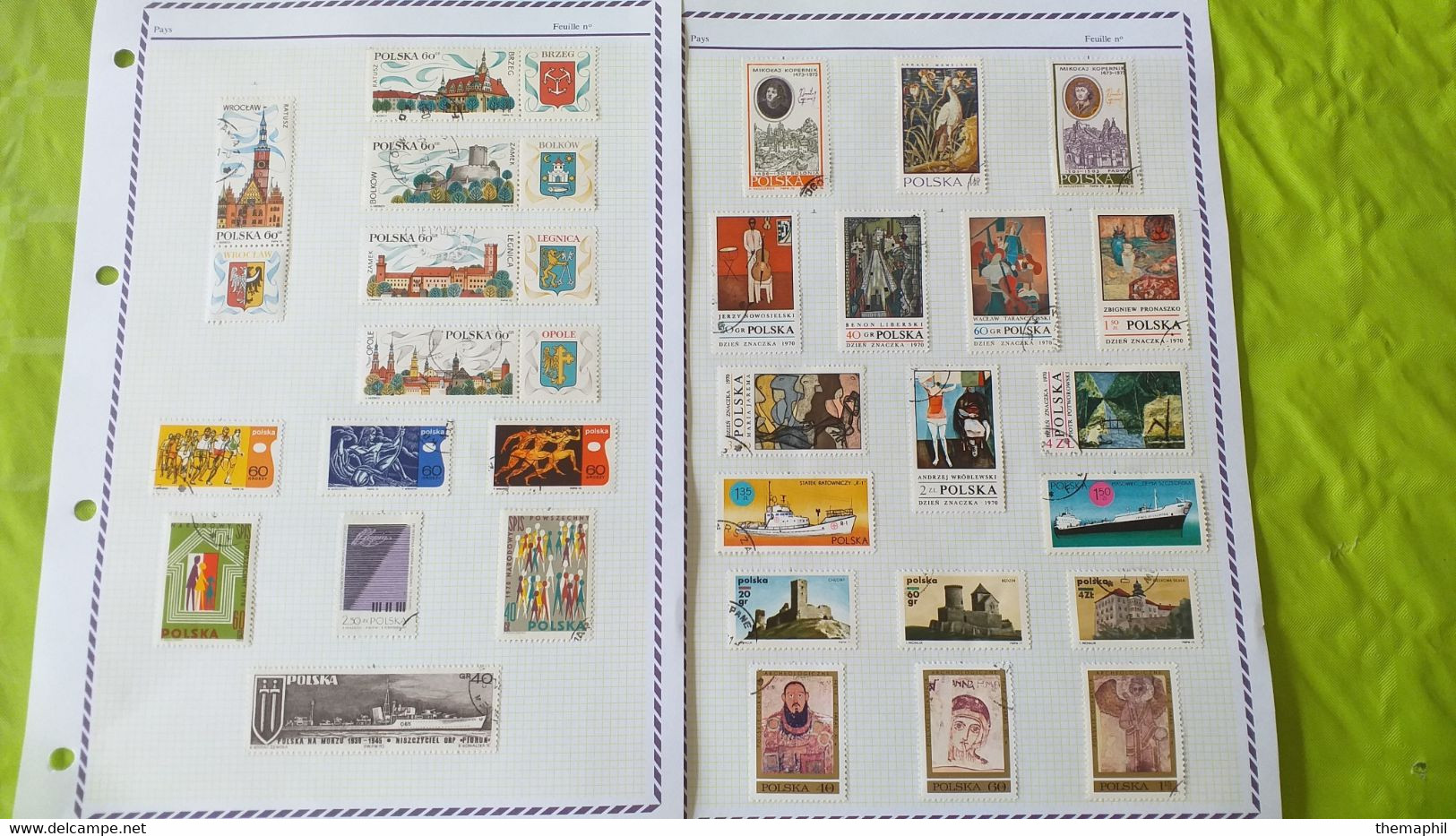 lots TH 593 POLOGNE collection neufs x ou obl. sur page d'albums