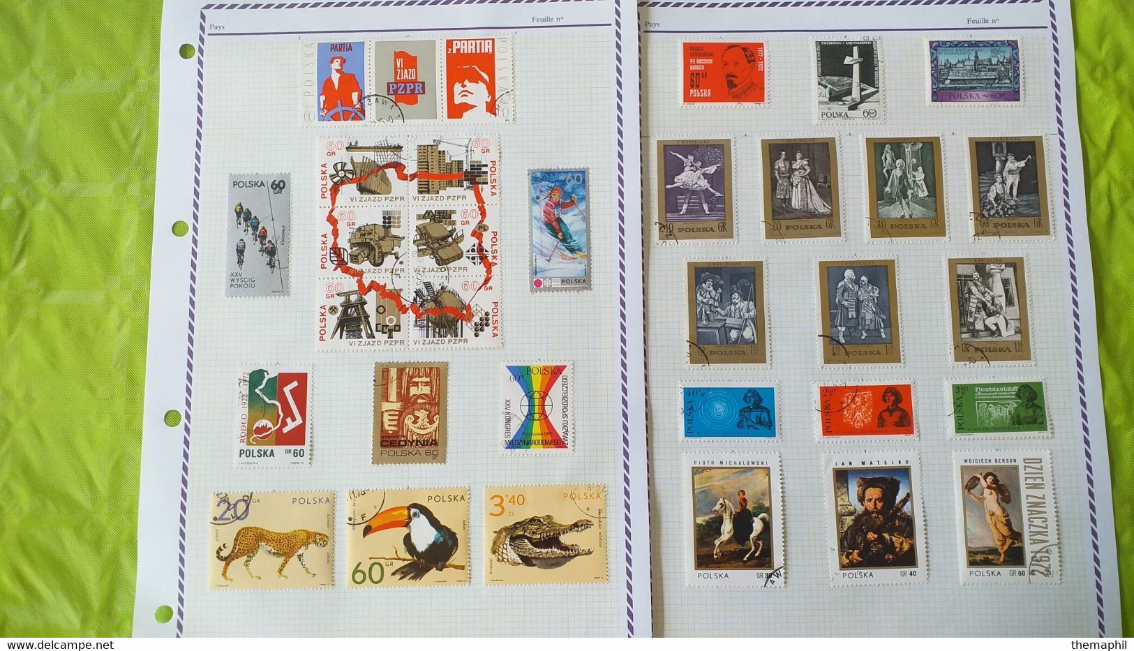 lots TH 593 POLOGNE collection neufs x ou obl. sur page d'albums