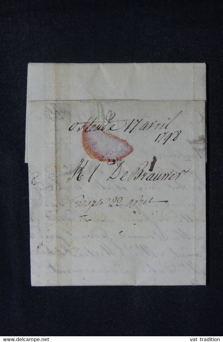 BELGIQUE. - Marque Postale De Ostende Sur Lettre Pour Gand En 1798 - L 104074 - 1794-1814 (Période Française)