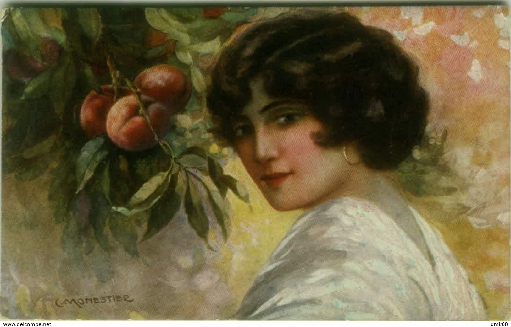 MONESTIER SIGNED 1920s POSTCARD - WOMAN WITH FRUITS - SERIE 871 (BG1905) - Monestier, C.