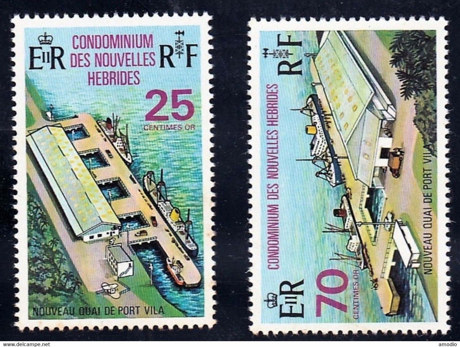 Nouvelles Hébrides YT 350/1, 366/367, 374/5 Port Vila, Noel  N** MNH 3 Scans - Unused Stamps