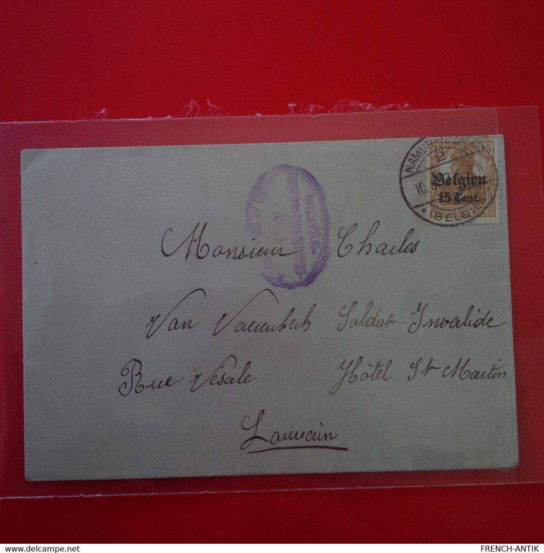 LETTRE NAMUR POUR LOUVAIN 1917 TIMBRE AVEC SURCHARGE - Lettres & Documents