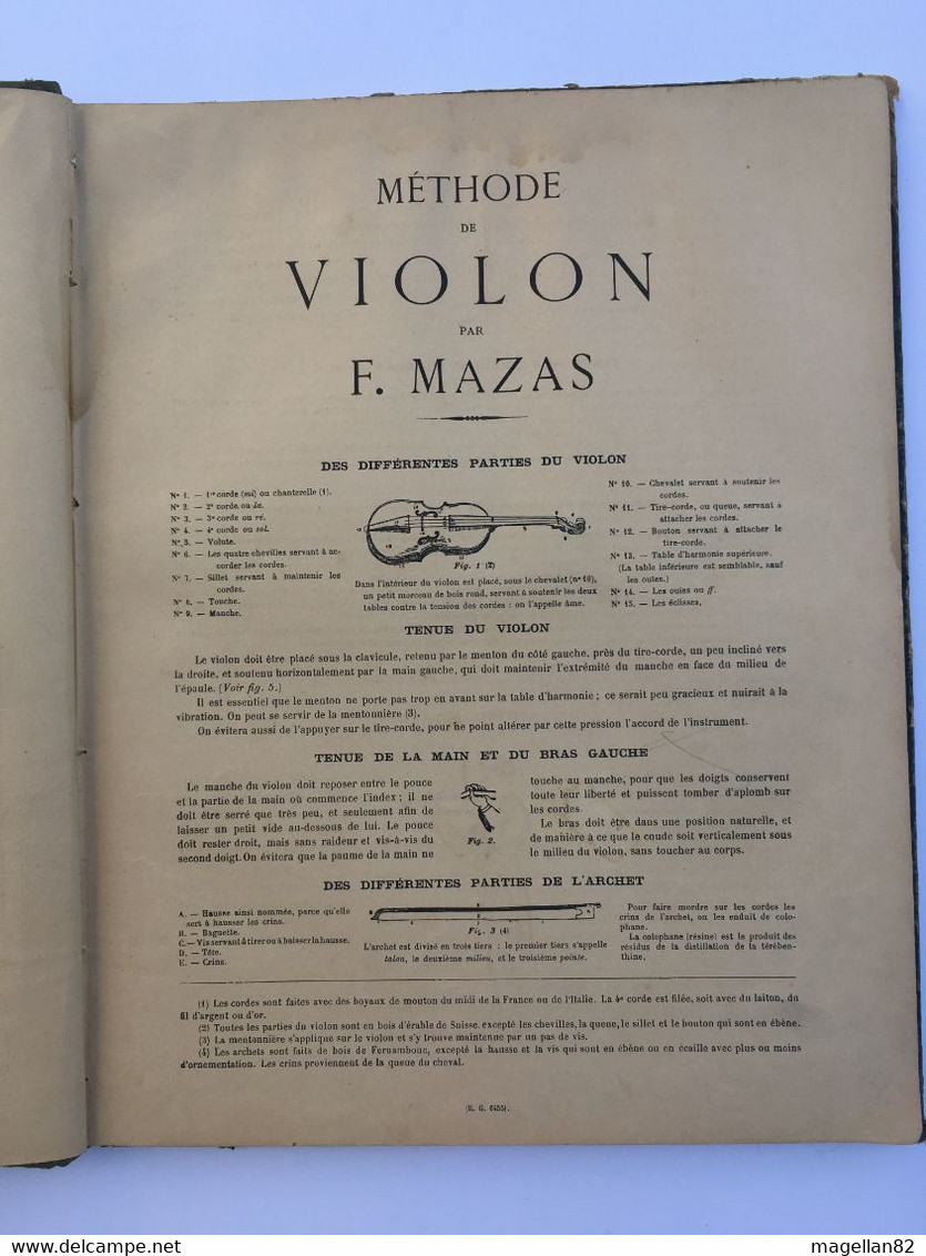 Méthode De Violon Par F. MAZAS. Partition. Archet. Note De Musique. Gammes. Violoniste. Solfège - Opera