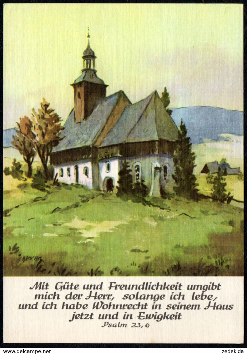 F2833 - Lauterbach Kirche - Aquarell Willy Becker - Verlag Max Müller Karl Marx Stadt - Marienberg