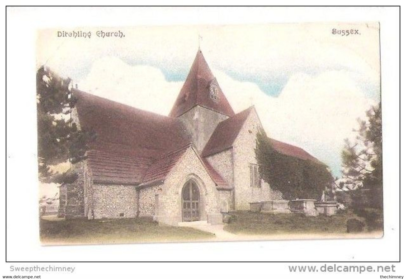 Hurstpierpoint Double Ring Postmark CANCELLATION On A Ditchling Church Nr Brighton Sussex OLD POSTCARD - Other & Unclassified