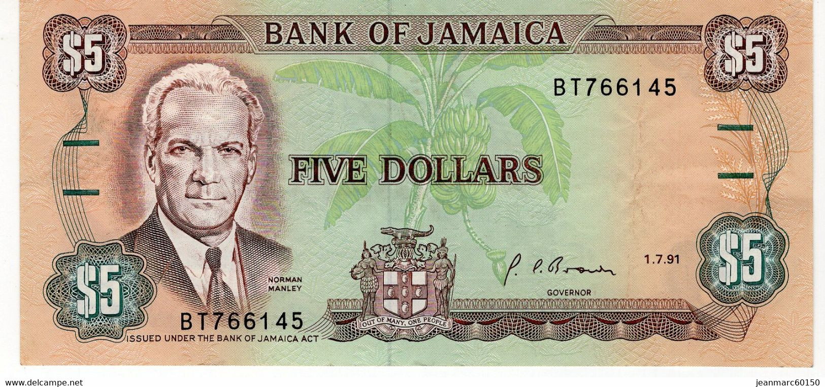 Billet 5 Dollars Jamaique - Jamaica